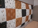 Patchwork falvédő mustár-szürke-fehér színben